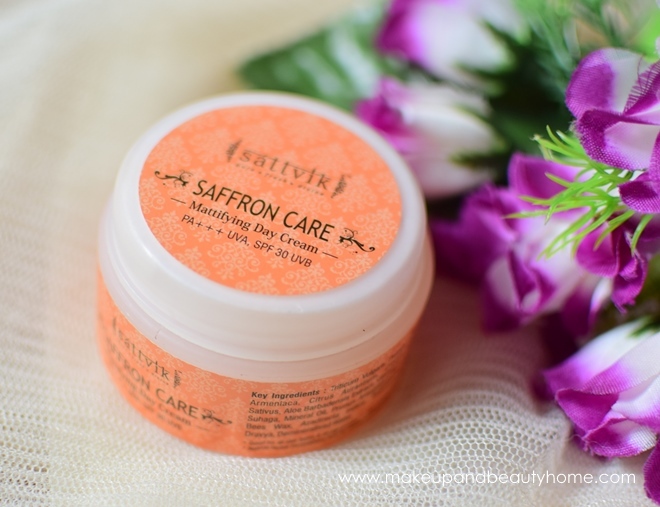 sattvik organics saffron mattifying day cream review
